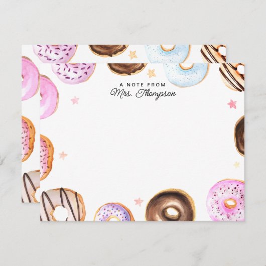 Douceur mignonne Donuts Une note de la carte de no (Devant / Derrière)