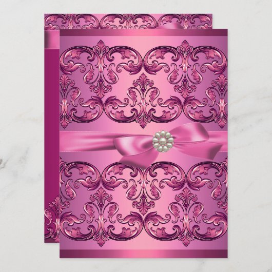 Douceur rose pâle et poitrine16 Invitation d'anniv (Devant / Derrière)