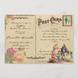 Douche à thé nuptiale, style vieille carte postale