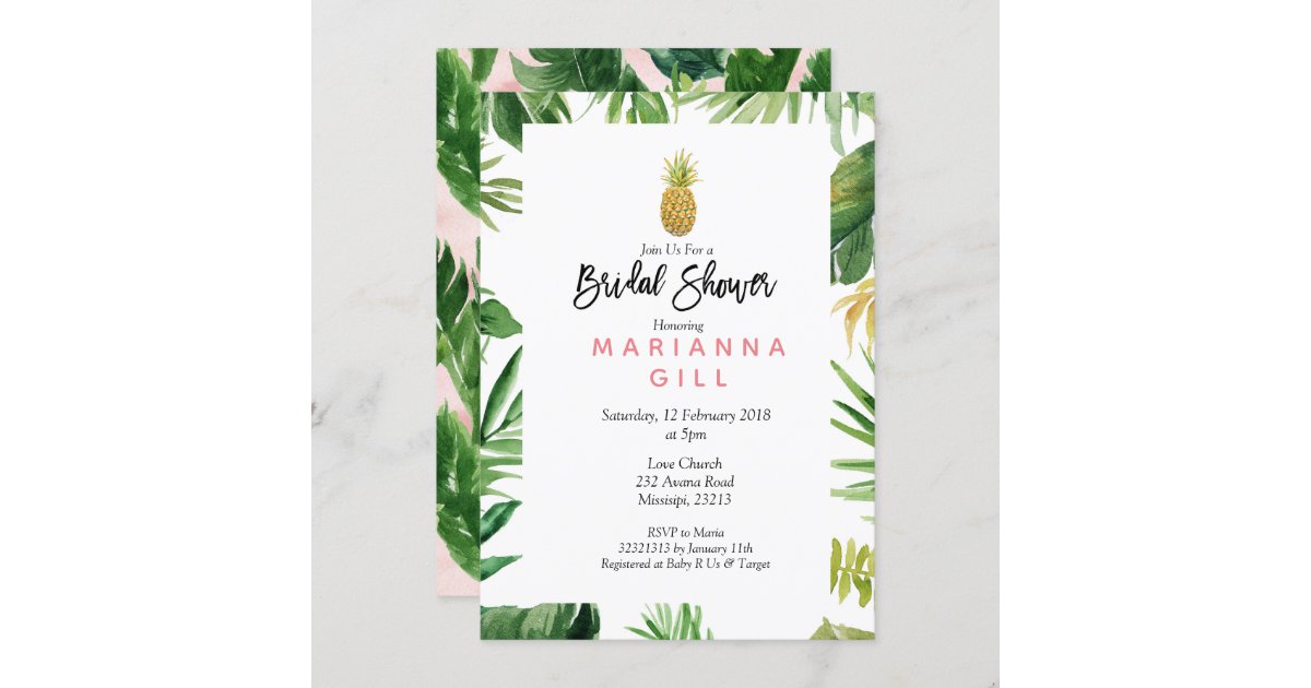 Douche à thème tropical à ananas Invitation Zazzle.be
