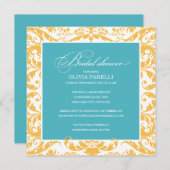 DOUCHE AQUA & JAUNE| INVITATION FÊTE DE L'MARIÉE (Devant / Derrière)