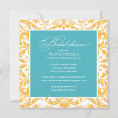 DOUCHE AQUA & JAUNE| INVITATION FÊTE DE L'MARIÉE (Devant)