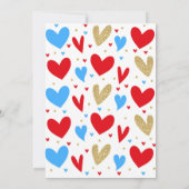 Douche Avec Amour Baby shower Coeurs Invitation (Dos)