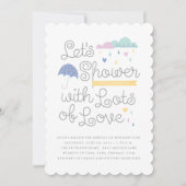 Douche avec Amour Baby shower Invitation - Bleu (Devant)