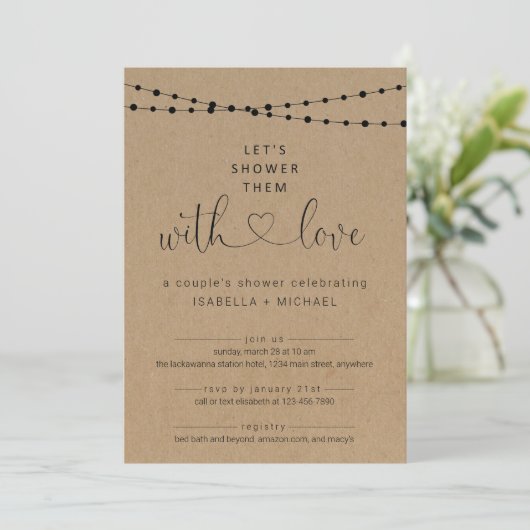 Douche avec Amour Couple's Shower Invitation (Debout devant)