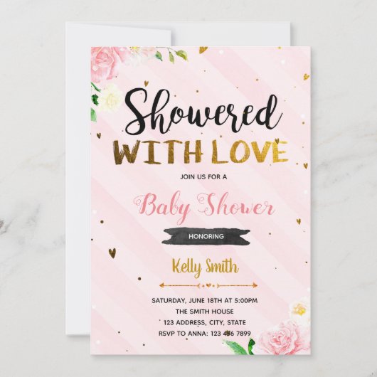 Douche avec amour nuptiale invitation douche (Devant)