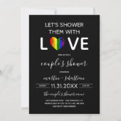 Douche avec amour RainbowHeart LGBT Invitation de (Devant)