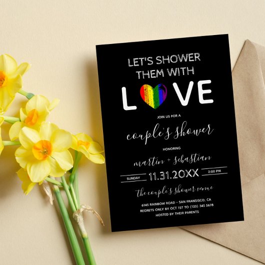 Douche avec amour RainbowHeart LGBT Invitation de