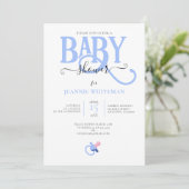 DOUCHE BÉBÉ BLEUE AVEC INVITATION PACIFIER (Debout devant)