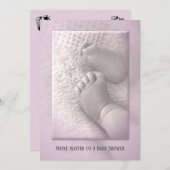 Douche bébé fille avec bébé pieds Invitation (Devant / Derrière)