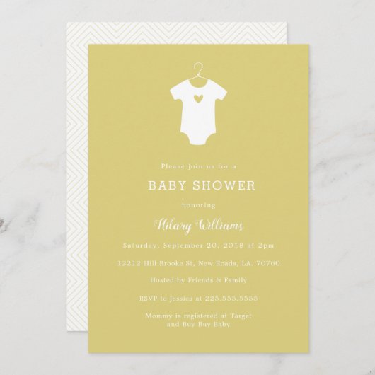 Douche bébé jaune doux Invitations (Devant / Derrière)