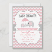 Douche bébé rose et gris pour bébés Invitations (Devant)