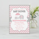 Douche bébé rose et gris pour bébés Invitations (Debout devant)