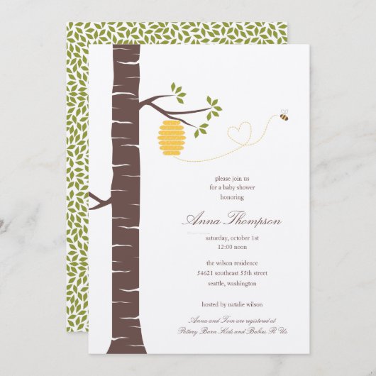 Douche Bee Hive / Invitation à la fête (Devant / Derrière)