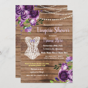 Douche Corset Lingerie Fleurs de bois Invitation v