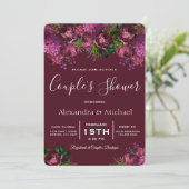 Douche Couple Floral Marsala Bourgogne Invitation (Debout devant)