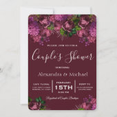 Douche Couple Floral Marsala Bourgogne Invitation (Devant)