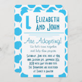 Douche d'adoption Invitation moderne points bleus  (Devant / Derrière)
