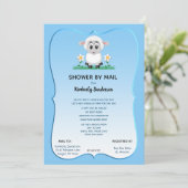 Douche door Mail Baby Boy Blauw Schattige Lam Kaart (Staand voorkant)