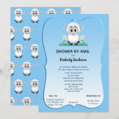 Douche door Mail Baby Boy Blauw Schattige Lam Kaart (Voorkant / Achterkant)