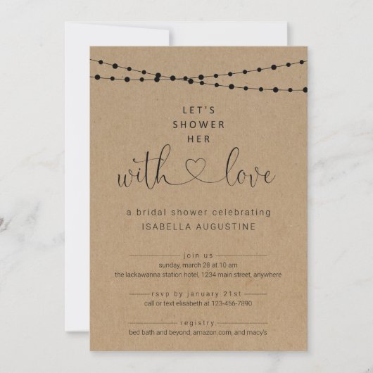 Douche elle avec amour nuptiale douche Invitation (Devant)