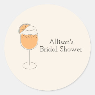 Douche en bruisende cocktail bruidsdouche ronde sticker