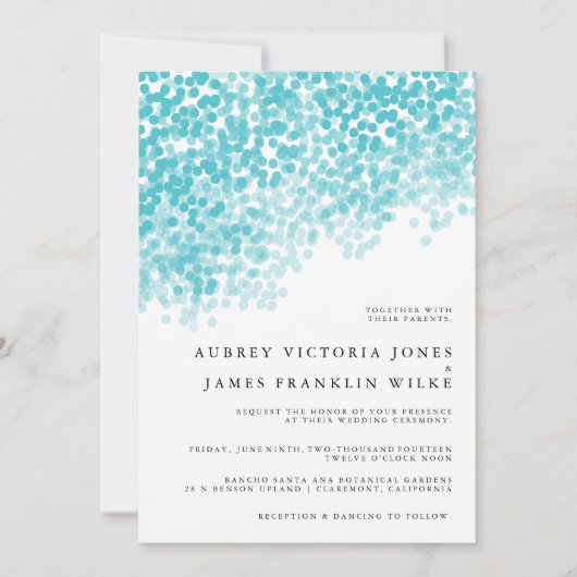 Douche légère turquoise | Invitations de mariage (Devant)