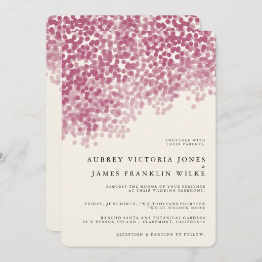 Douche légère Violet| Invitations de mariage rusti (Devant / Derrière)