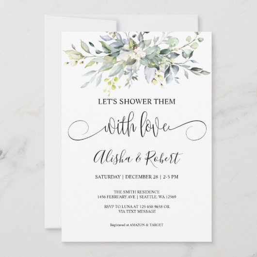 Douche-les avec Amour Couples invitation de douche (Devant)