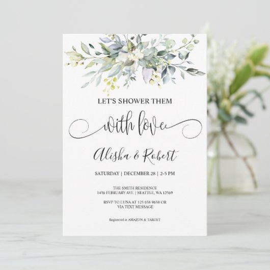 Douche-les avec Amour Couples invitation de douche (Debout devant)