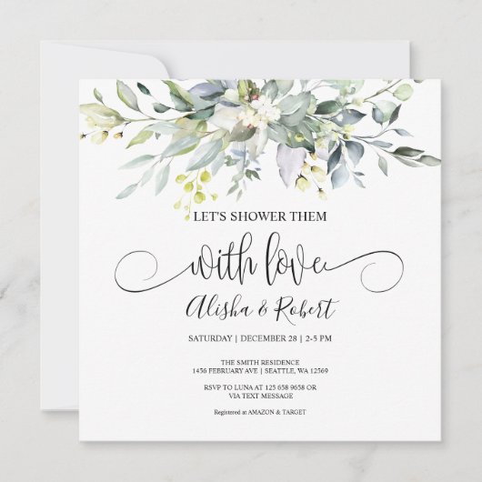 Douche-les avec Amour Couples invitation de douche (Devant)