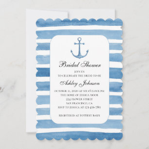 Douche nautique nuptiale. Invitation d'ancrage ble