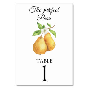 Douche nuptiale à poires - numéro de table mariage