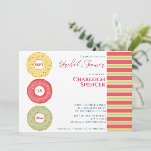 Douche nuptiale à thème Donut Invitation (Debout devant)