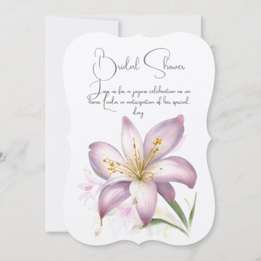 Douche nuptiale aux fleurs Lily. Invitation floral (Devant)