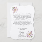 Douche nuptiale aux fleurs Lily. Invitation floral (Dos)