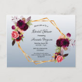 Douche nuptiale bleu bordeaux invitation (Devant)