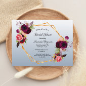 Douche nuptiale bleu bordeaux invitation