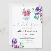 douche nuptiale bleu poussiéreux, invitation à thé (Devant)