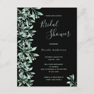 Douche nuptiale budget invitation vert noir