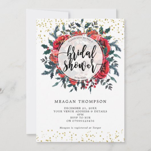 douche nuptiale d'hiver invitation parties scintil (Devant)
