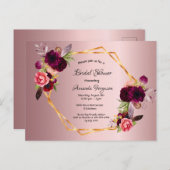 Douche nuptiale dusté rose Bourgogne invitation (Devant / Derrière)
