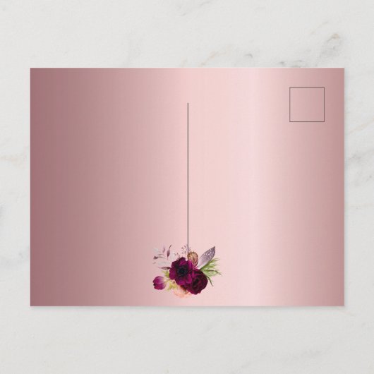 Douche nuptiale dusté rose Bourgogne invitation (Dos)
