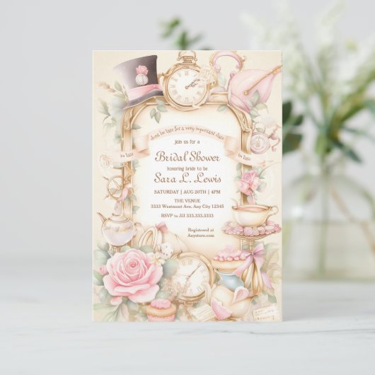 Douche nuptiale Invitation Tea party invitation ha (Debout devant)