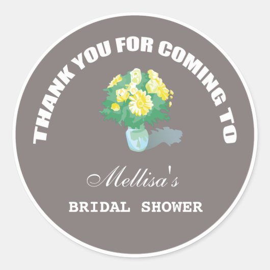 Douche nuptiale merci stickers marron. (Devant)