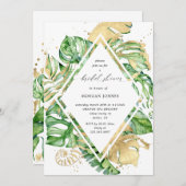 douche nuptiale or feuillage tropical Invitation (Devant / Derrière)