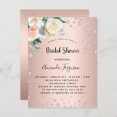 Douche nuptiale rose or blush invitation florale (Devant / Derrière)