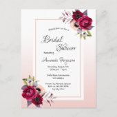Douche nuptiale rose or fleurs invitation (Devant)