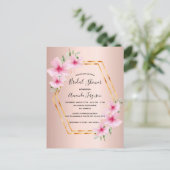 Douche nuptiale rose or rose fleurs invitation (Debout devant)