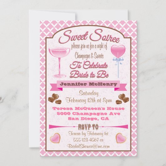 Douche nuptiale Soiree Sweet Invitations (Devant)